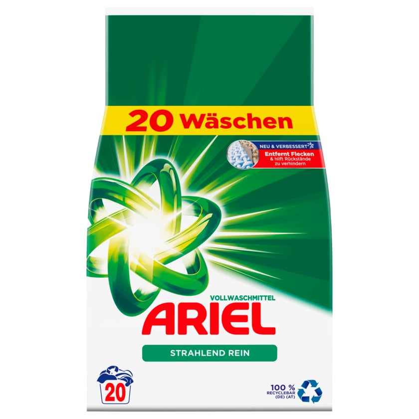 Ariel Vollwaschmittel Strahlend Rein 1,3kg, 20WL